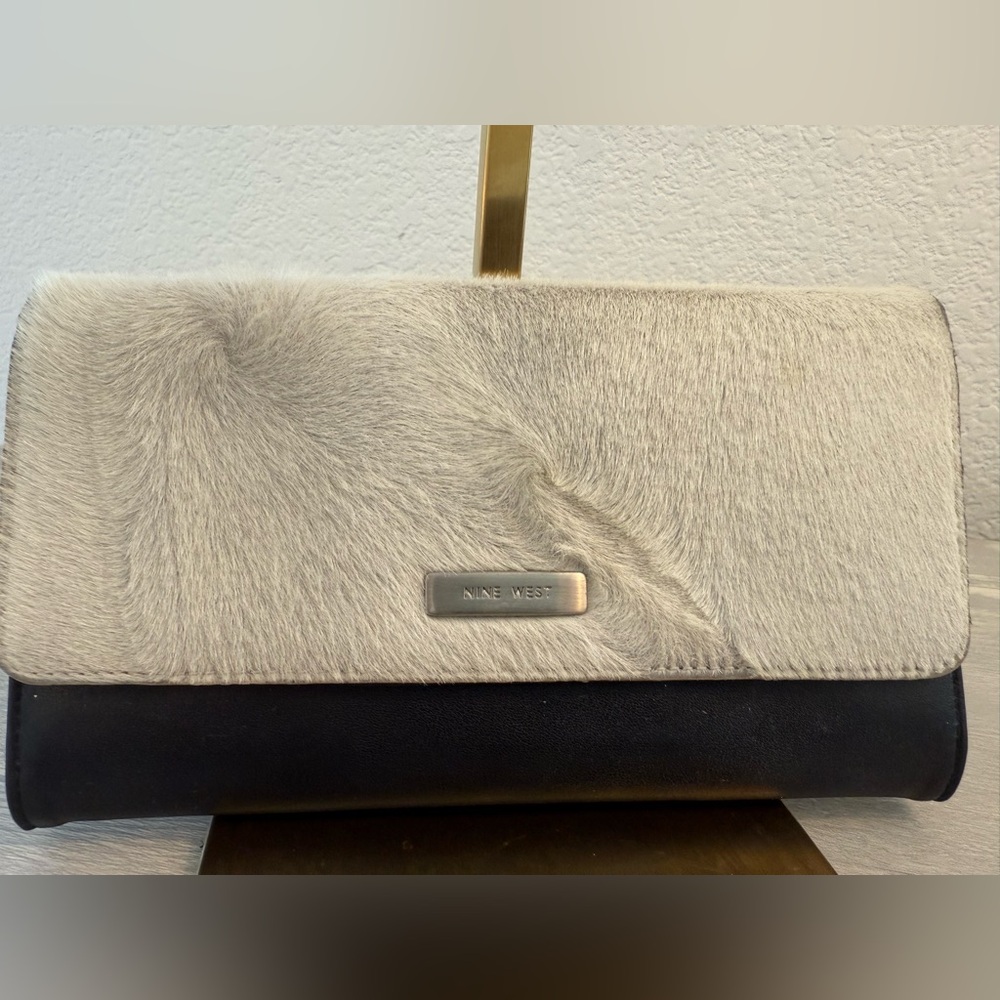 Nine West Cream and Black Clutch Wallet